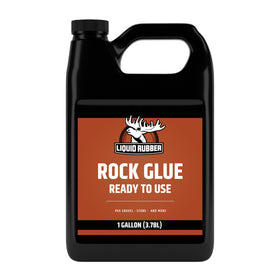 Liquid Rubber Rock Glue bottle demonstrating ready-to-use landscape stabilizer.