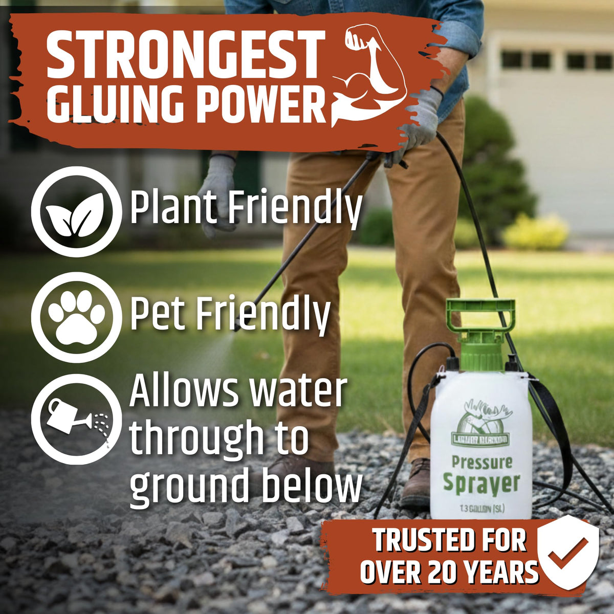 Liquid Rubber Rock Glue stabilizing pea gravel for dust control.