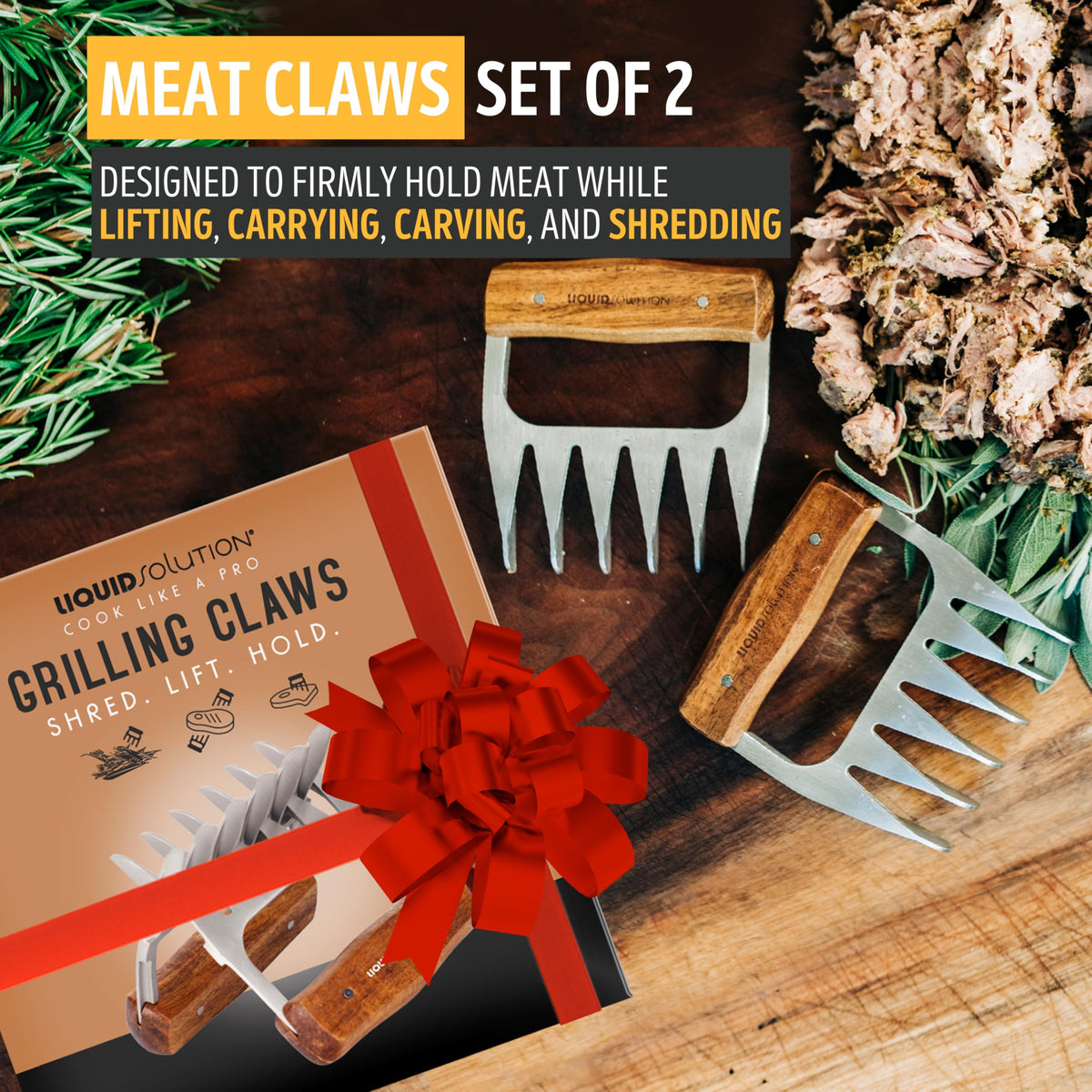 Liquid Solution chicken pulling claws for easy shredded poultry