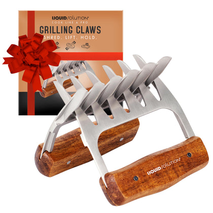 Liquid Solution meat claws with wooden handles for effortless shredding on the grill