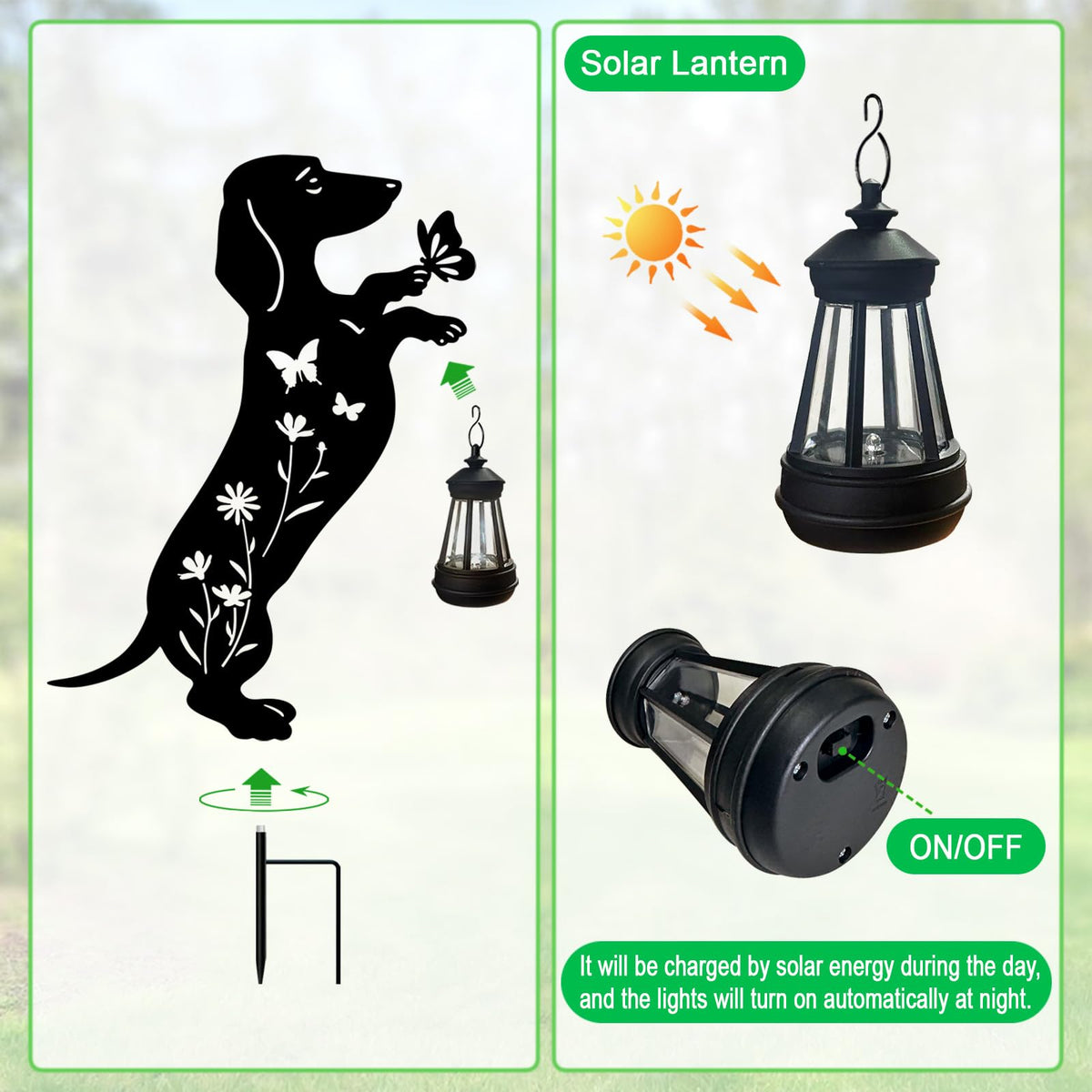 Durable metal dachshund yard decor stands up to weather