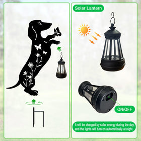 Durable metal dachshund yard decor stands up to weather