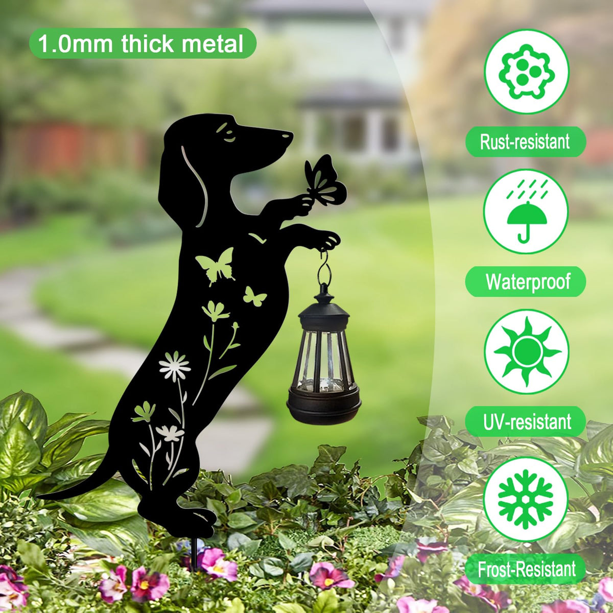 Liraniwind dachshund garden stake glows with eco-friendly energy