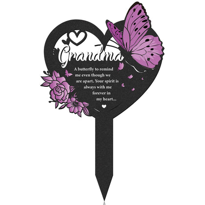 LIRAVENO butterfly memorial stake with black heart for outdoor remembrance