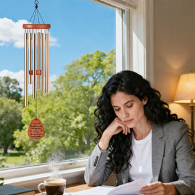 LIRAVENO wind chimes mounted in garden brighten yard decor.