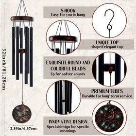 LIRAVENO wind chime with embossed butterfly and floral motifs for garden ambiance.