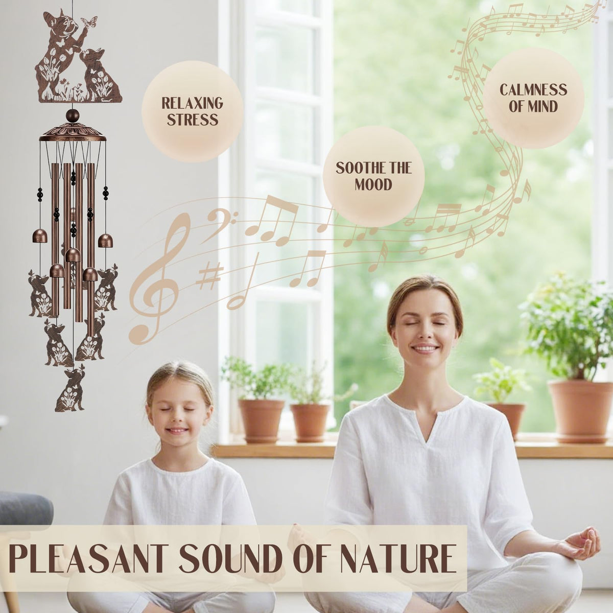 LIRAVENO wind chime with six bells for rich, resonant tones