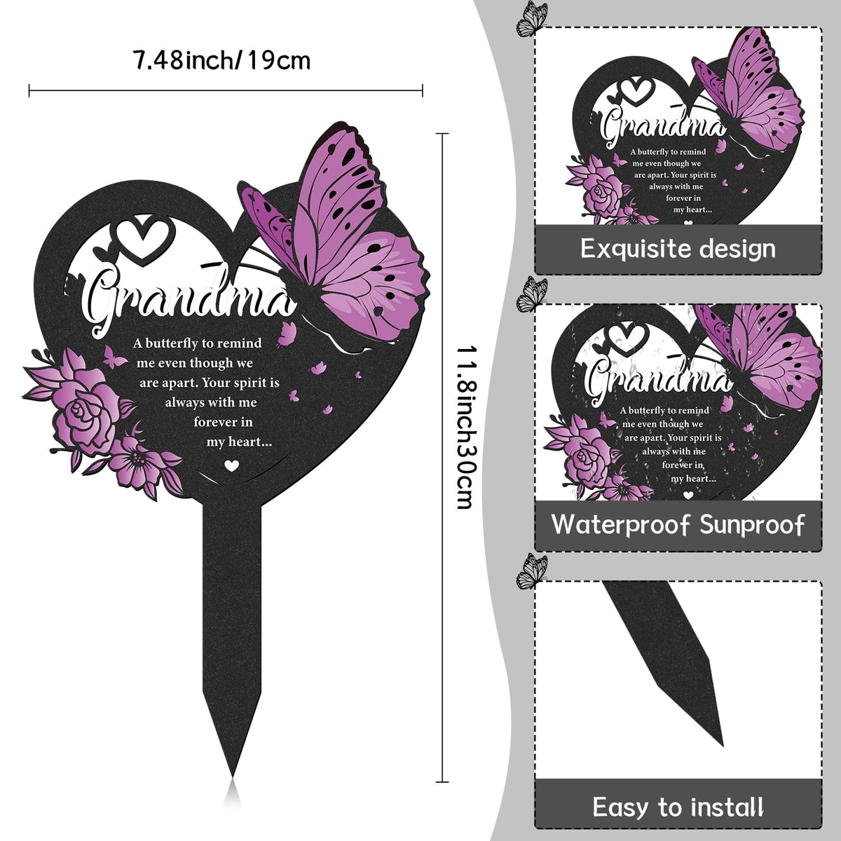 LIRAVENO garden marker featuring petal design for graveside decor