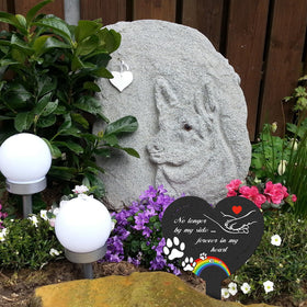 LIRAVENO easy-to-install memorial plaque anchors a heartfelt tribute in the garden