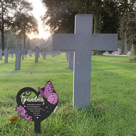 LIRAVENO heart butterfly theme stake highlighting a gentle tribute