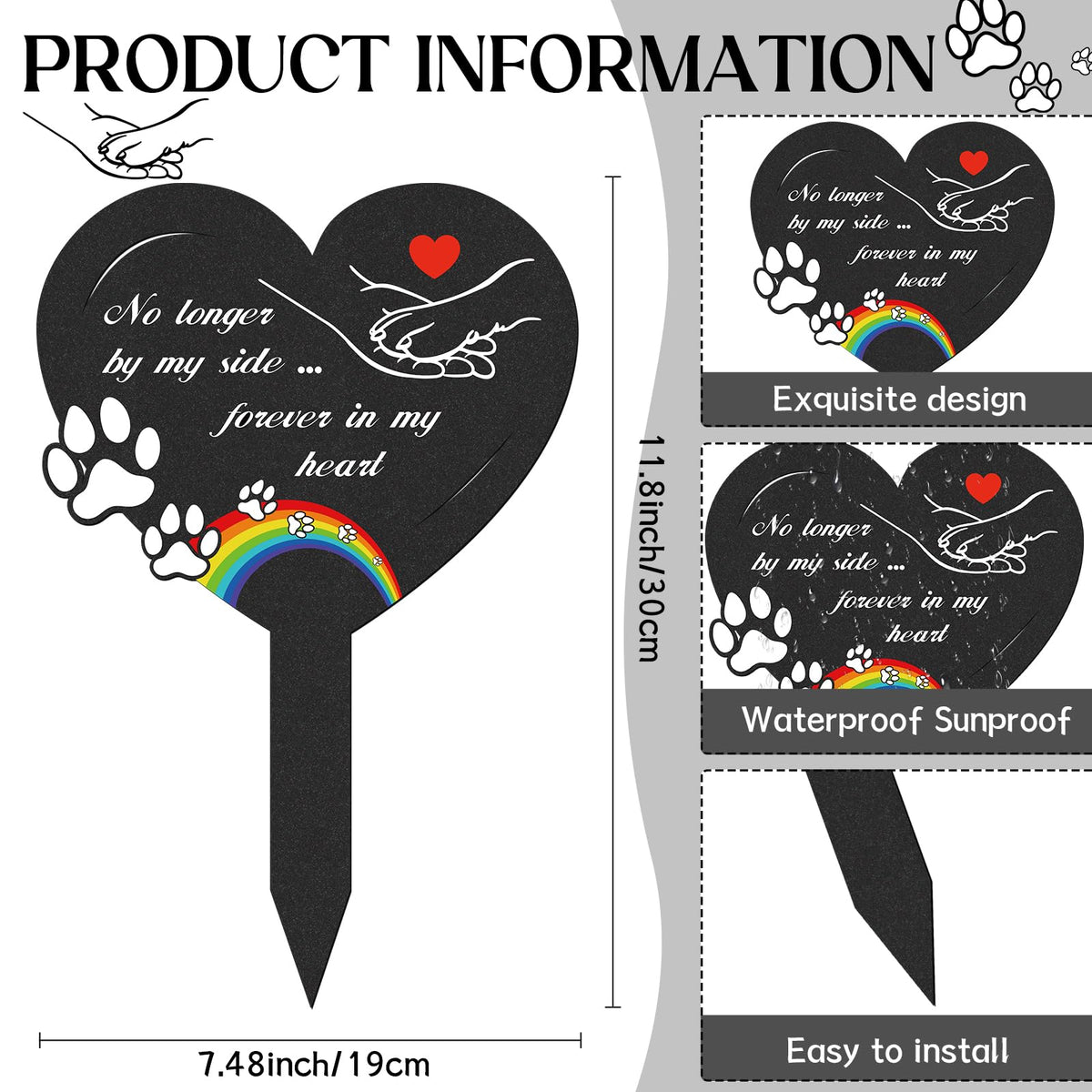 LIRAVENO heart and paw garden marker to honor a cherished companion