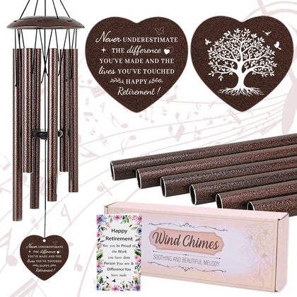 LIRAVENO wind chime with heart and tree motif adds sentimental outdoor charm.