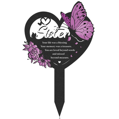 LIRAVENO memorial sister grave stake with butterfly design for outdoor display