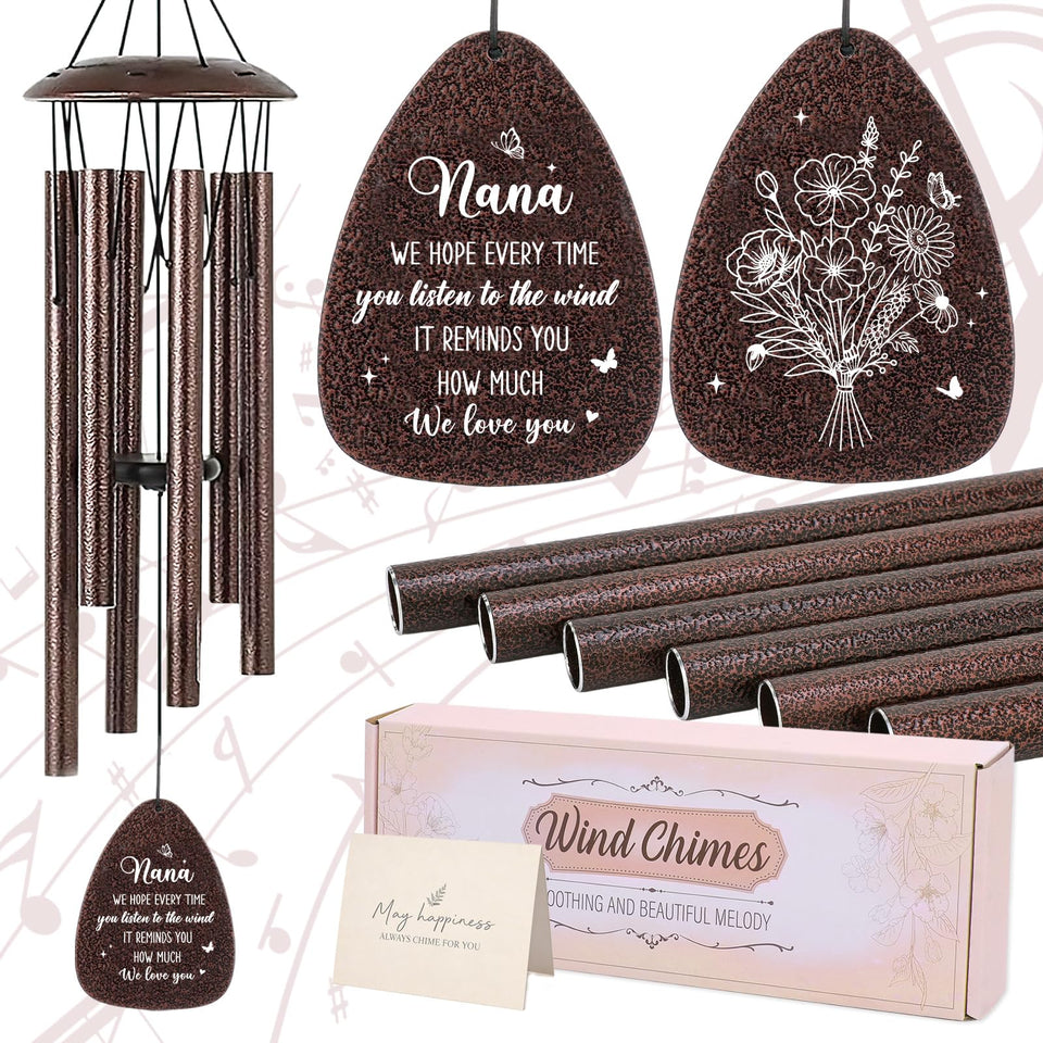 LIRAVENO Nana Gifts Wind Chime features a flower pendant for elegant outdoor decor