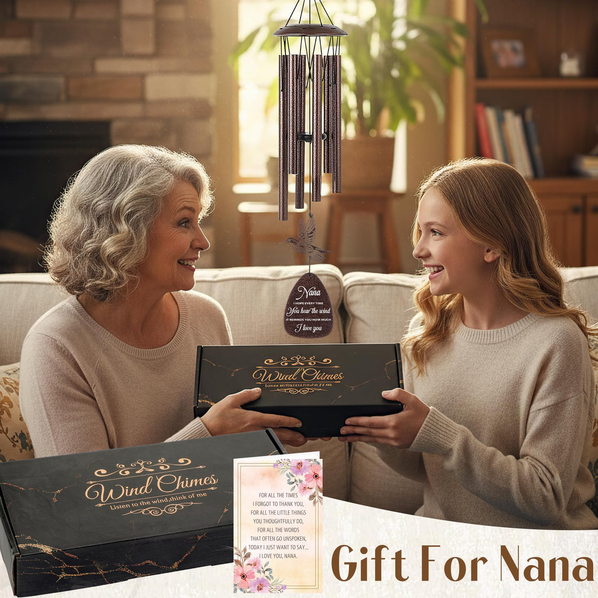 LIRAVENO Nana Gifts wind chimes gift idea for grandmothers and celebrations
