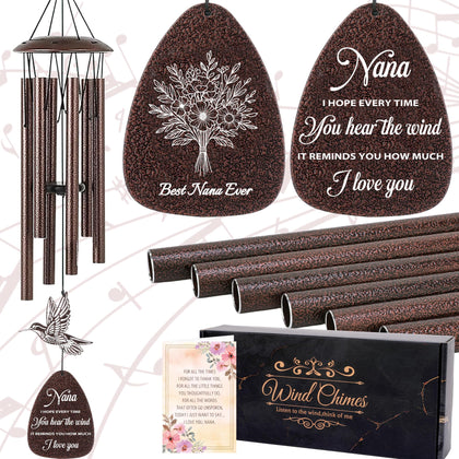 LIRAVENO Nana Gifts wind chimes hummingbird design for porch decor and calm melody