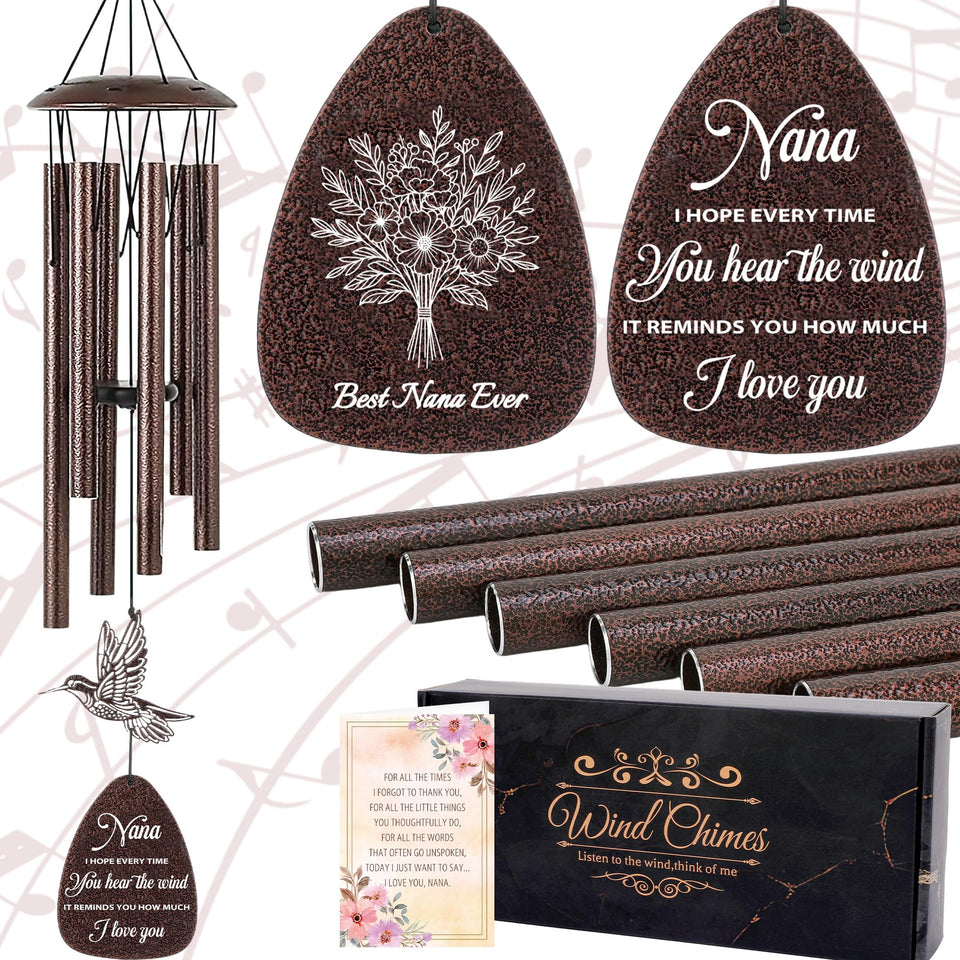LIRAVENO Nana Gifts wind chimes hummingbird design for porch decor and calm melody
