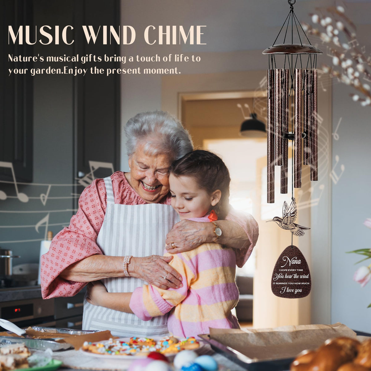 LIRAVENO Nana Gifts wind chimes suitable for indoor or outdoor decor