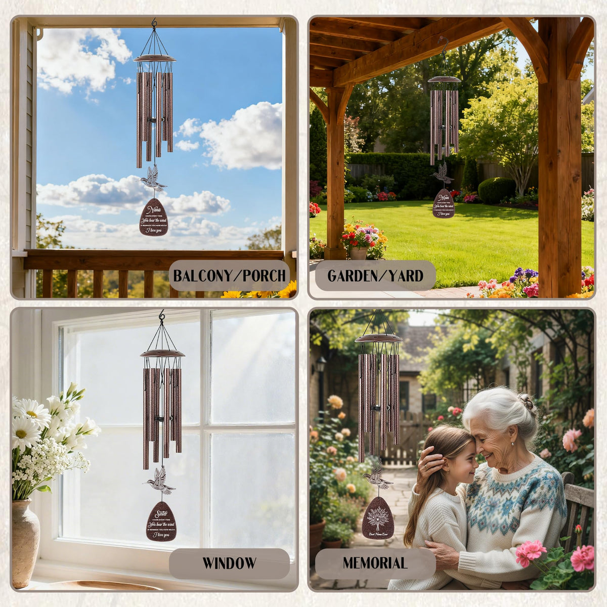 LIRAVENO Nana Gifts wind chimes ideal for yard, garden, patio, or balcony