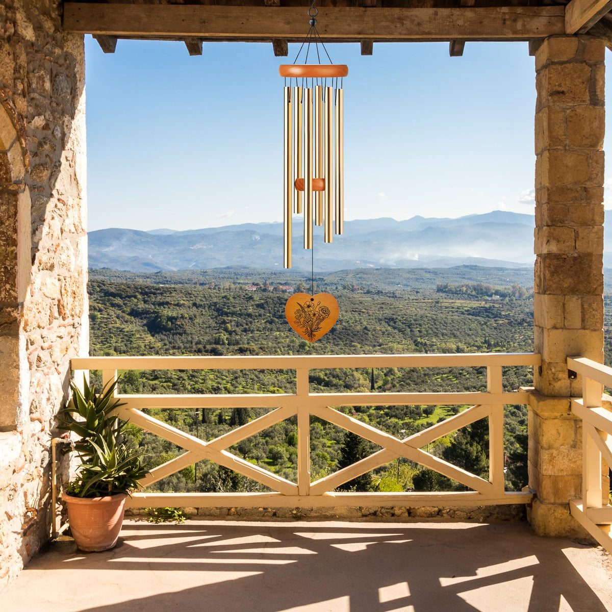 LIRAVENO window-side wind chime enhances indoor ambience.
