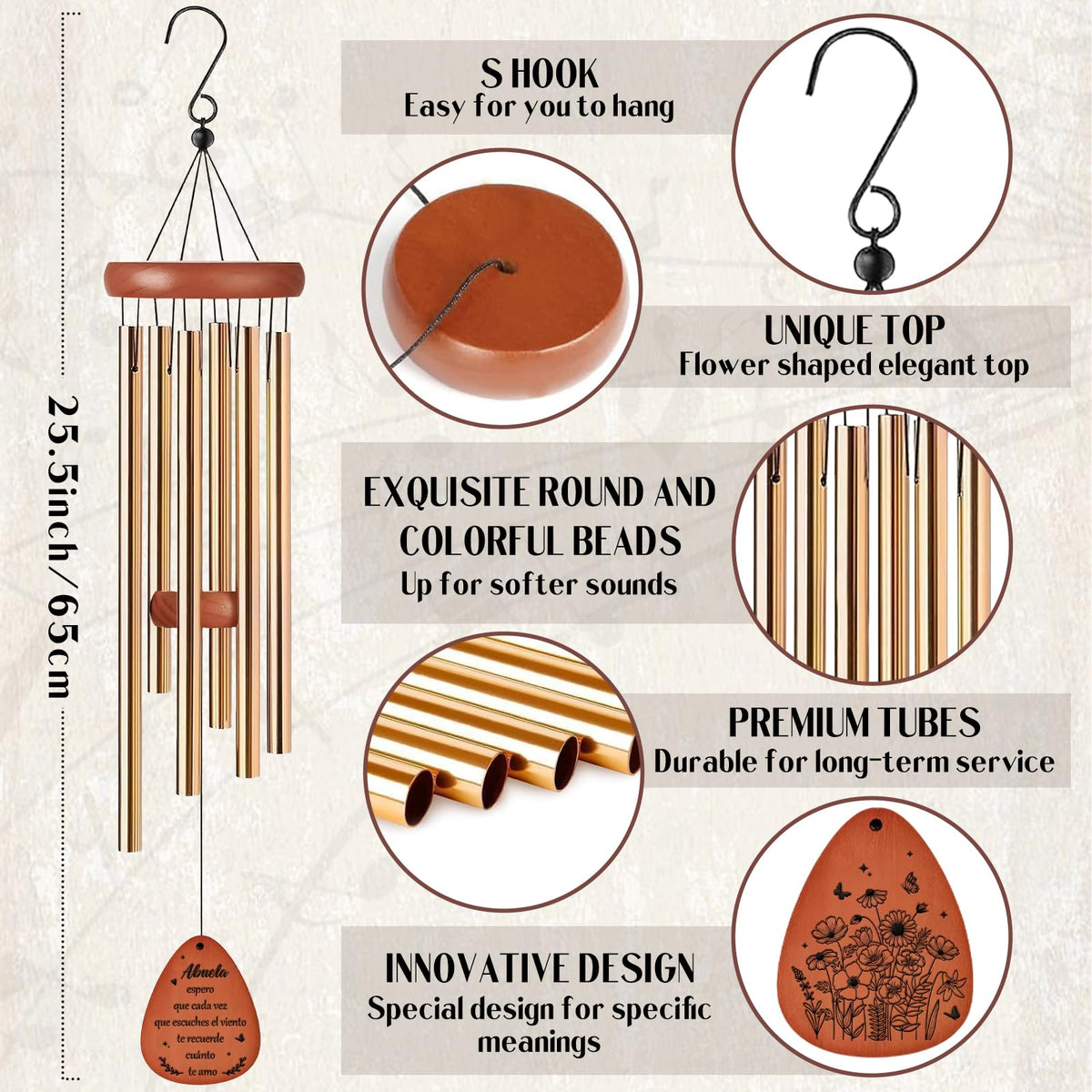 LIRAVENO windchime idea for Grandparents Day or Christmas gift for grandma