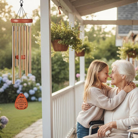 LIRAVENO windchime with metal tubes producing soothing melody outdoors