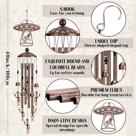 LIRAVENO wind chimes with bottom aliens add playful garden mood