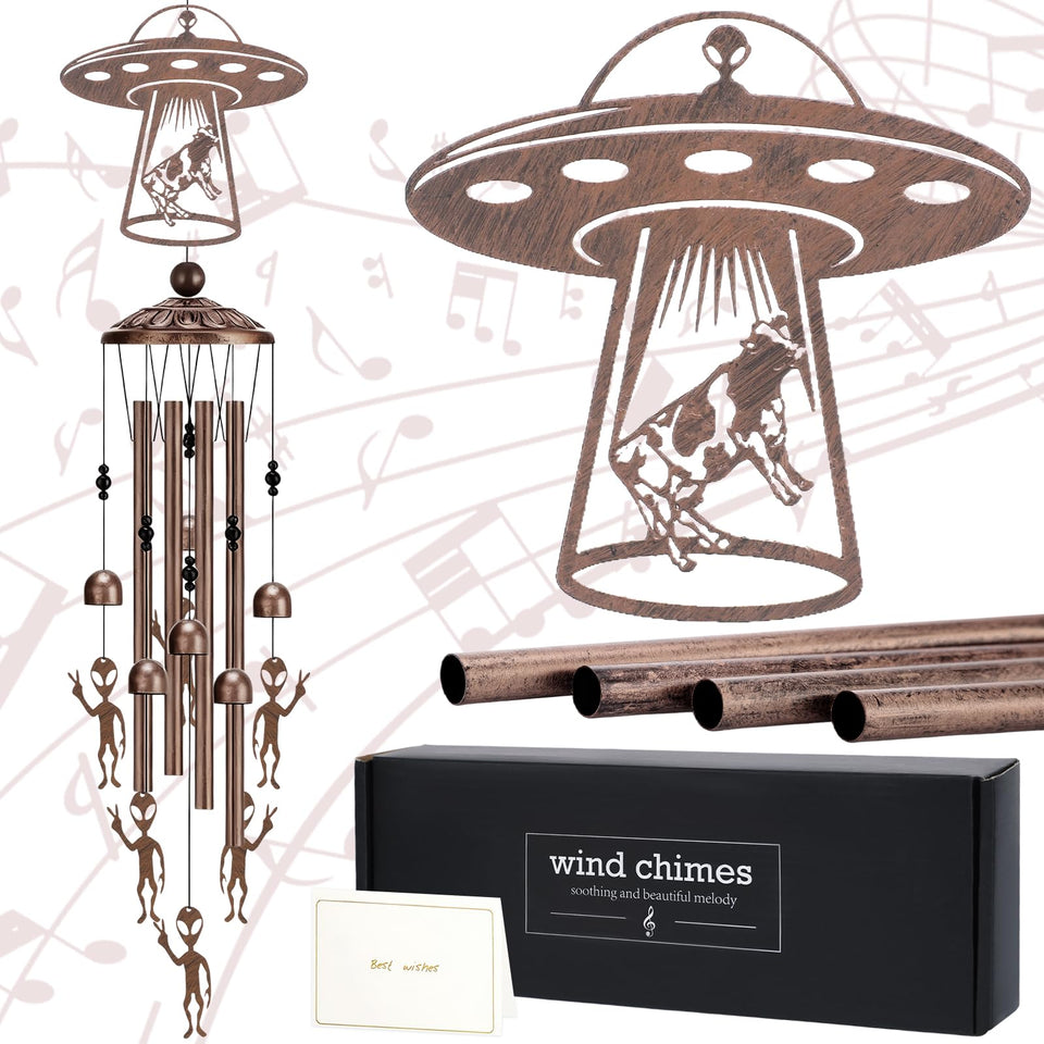 LIRAVENO wind chimes top UFO design enhances outdoor ambiance
