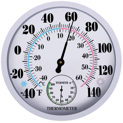 Lirches indoor-outdoor thermometer hygrometer hanging dial for easy patio readings