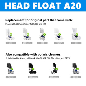 LiStarUs A20 float head fits Polaris 280 for reliable debris pickup.