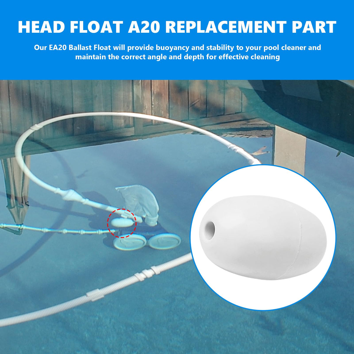 LiStarUs A20 float head for Zodiac Vac Sweep 360 enables easy replacement.