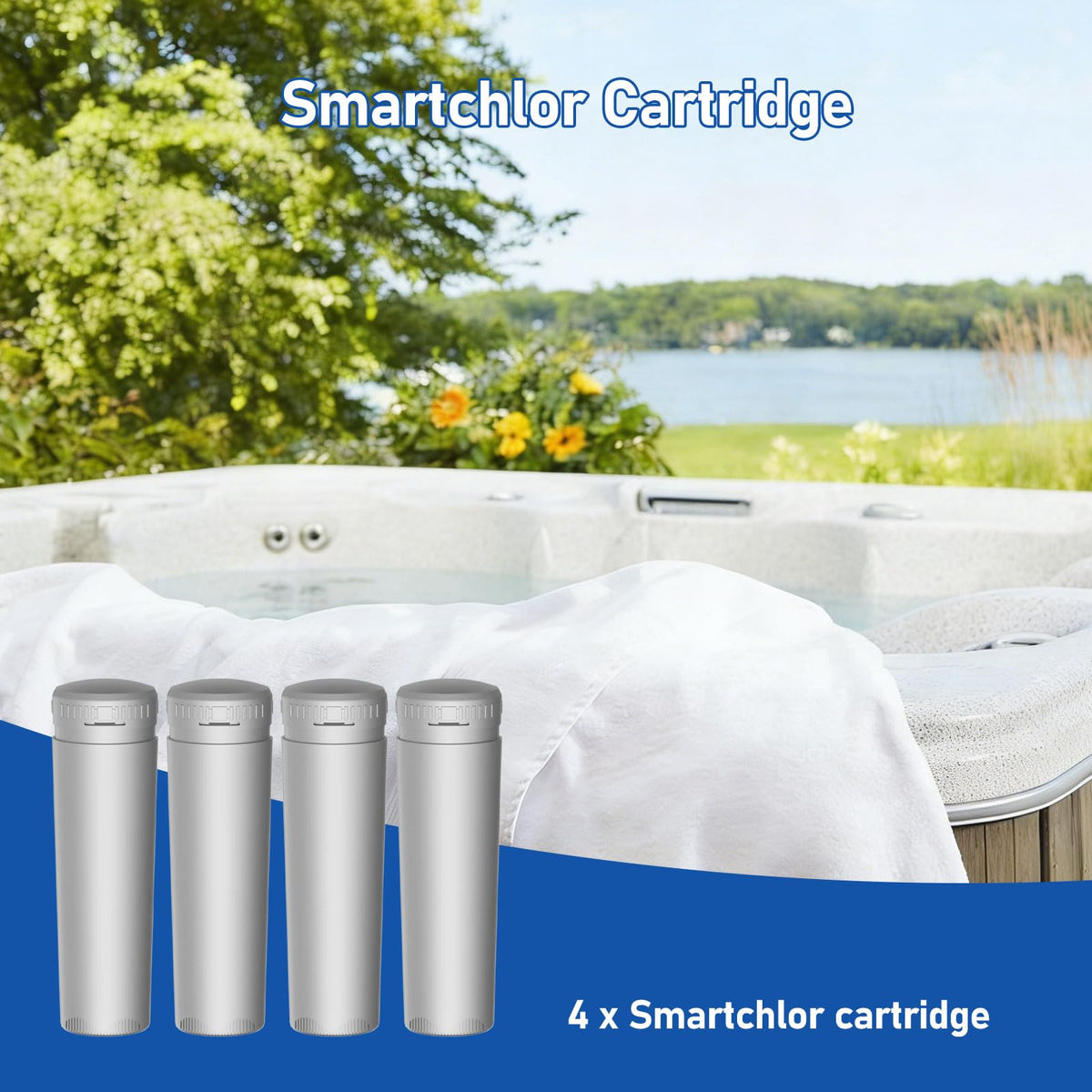 Lisyee installation setup guide image demonstrating easy hot tub cartridge swap.