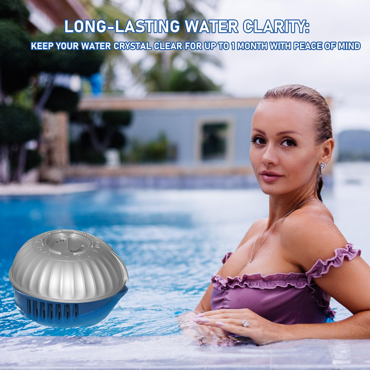 Lisyee slow-release dispersion graphic shows clearer water with lower chlorine needs