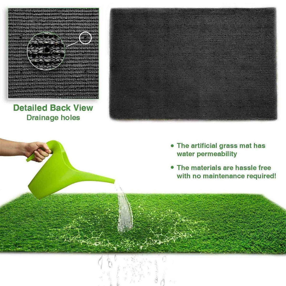 LITA Deluxe artificial grass with drainage backing ideal for outdoor use.
