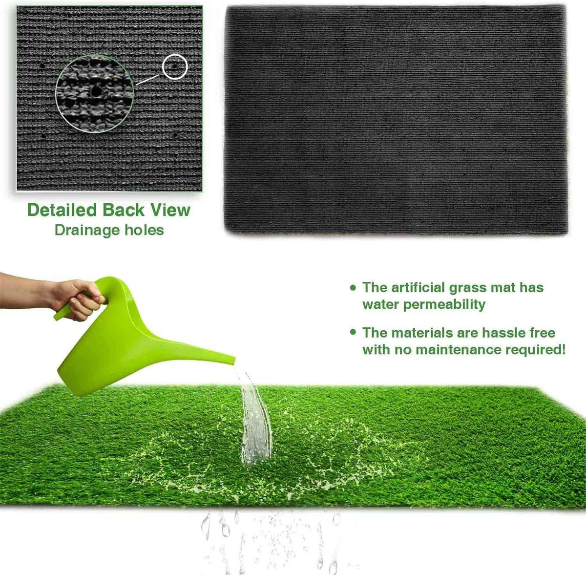 LITA rubber drainage-backed base for quick drying and easy cleaning