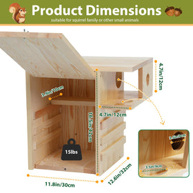 LitaiL squirrel house interior platform and ladders for easy entry.