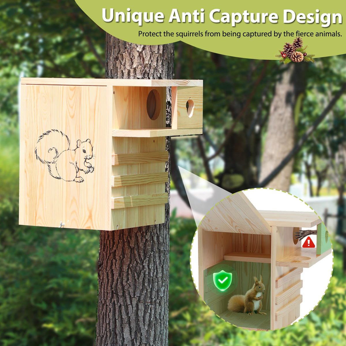 LitaiL widened squirrel house uses 0.7-inch pine wood.