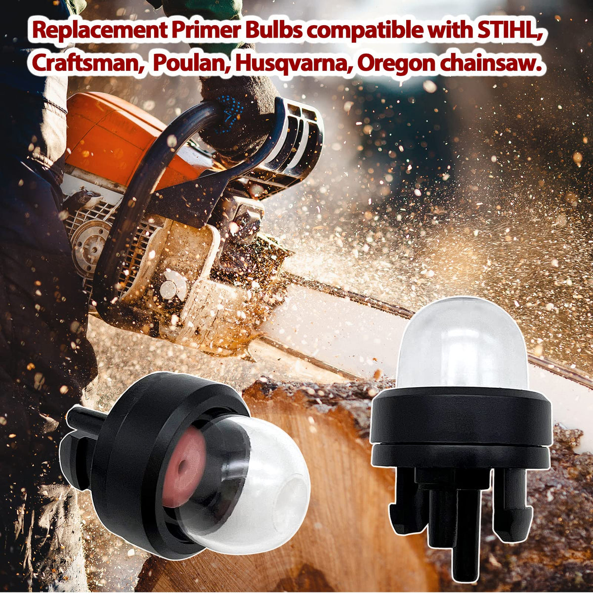 LiteTour universal-compatibility primer bulbs fit chainsaws and trimmers.
