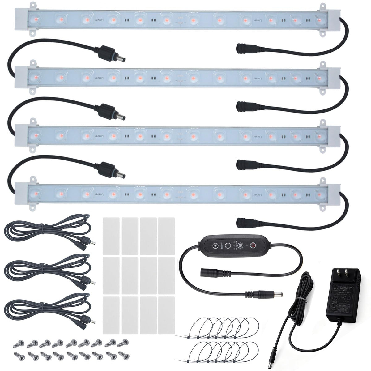 Litever Grow Light Strip Kit with four bars for balanced seedling growth indoors.