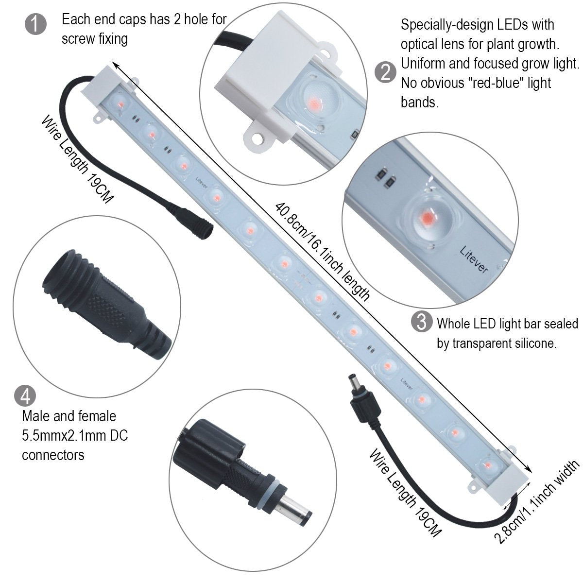 Litever aluminum-body housing enhances heat dissipation for longevity.