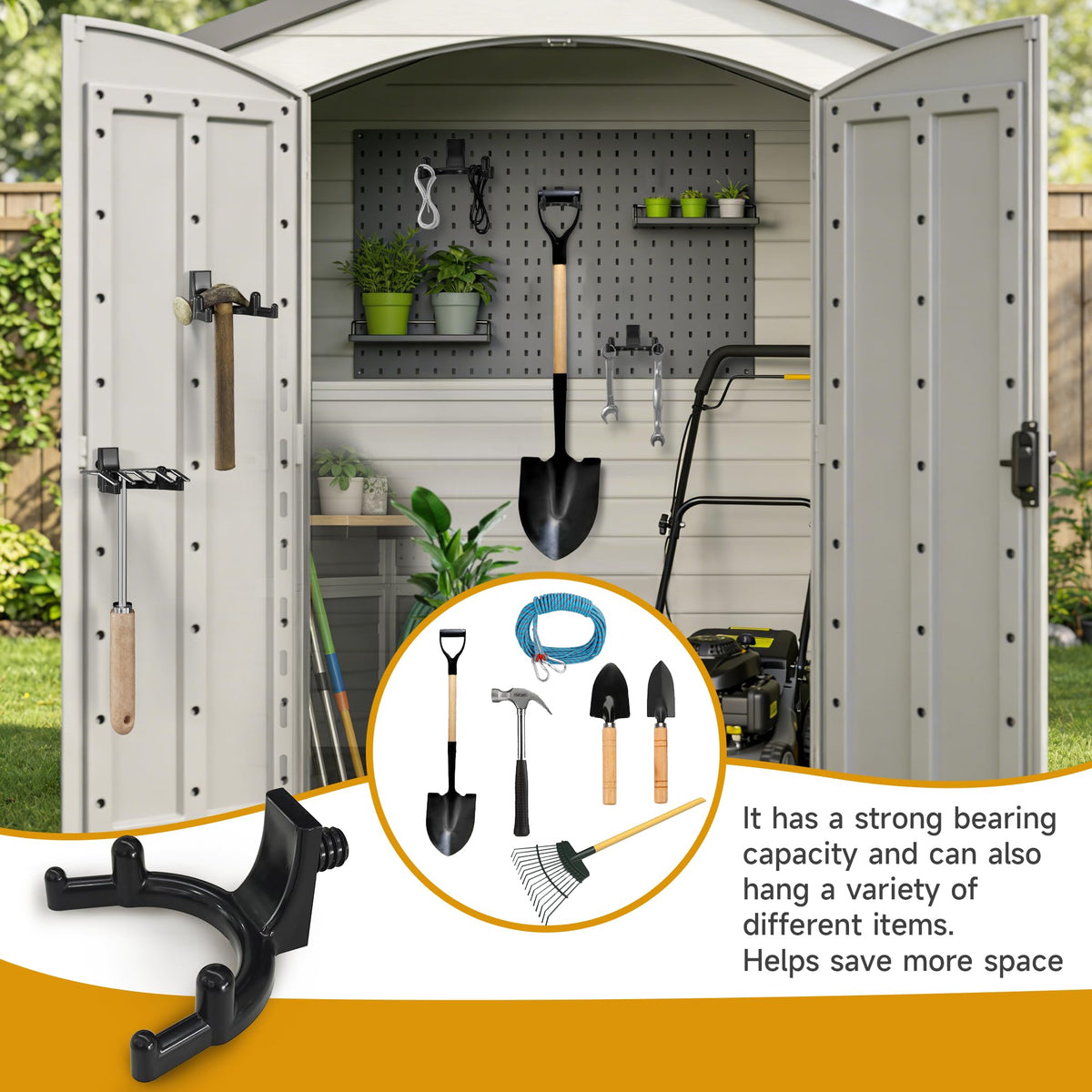 LITGURU weather-resistant hardware endures outdoor shed use