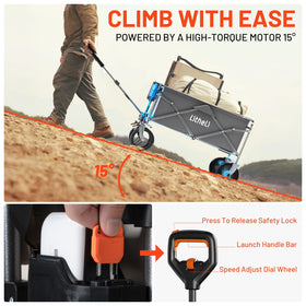 LiTHELi all-terrain wheels wagon demonstrates rugged ride on sand