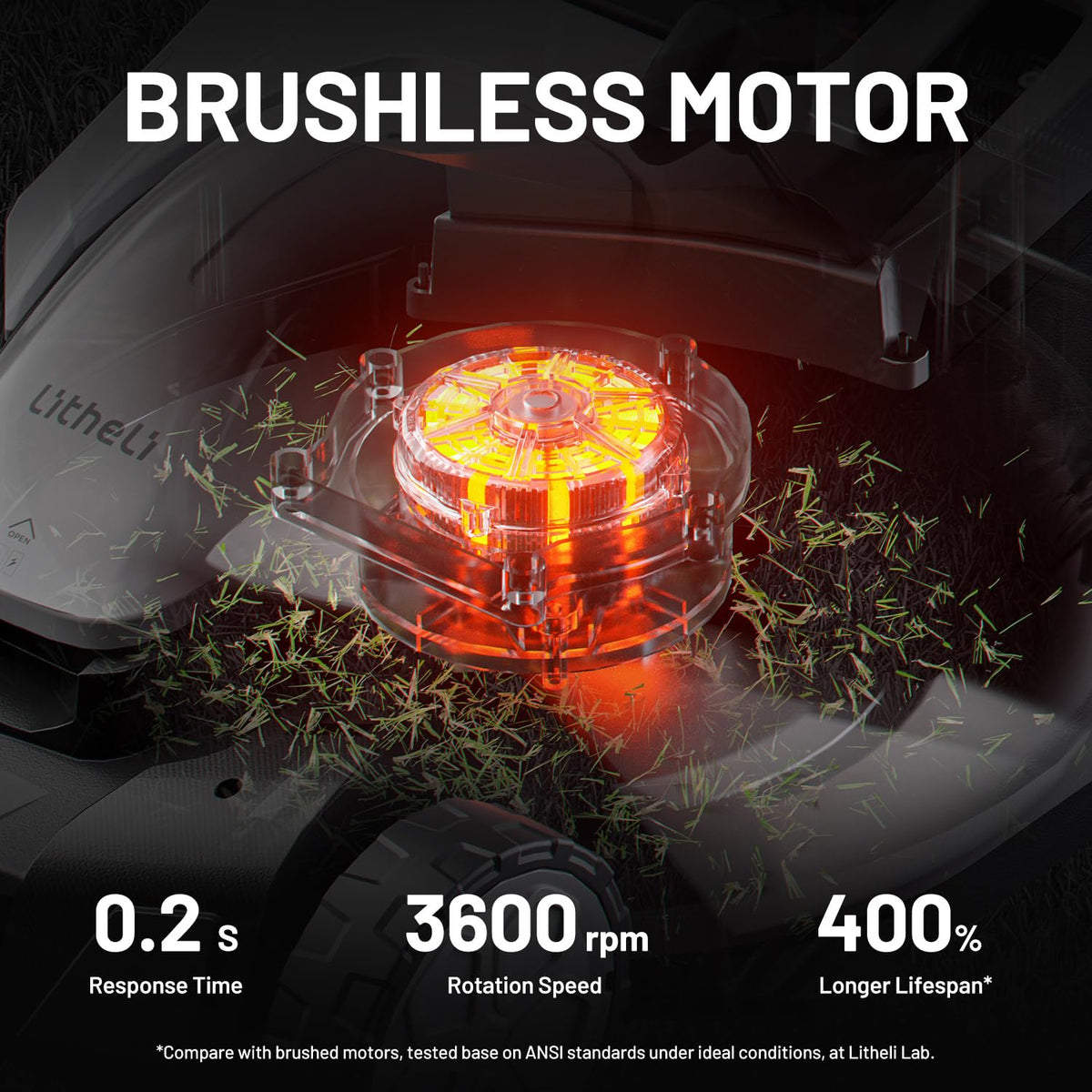 LiTHELi dual-battery pack powers longer mowing sessions with minimal downtime.