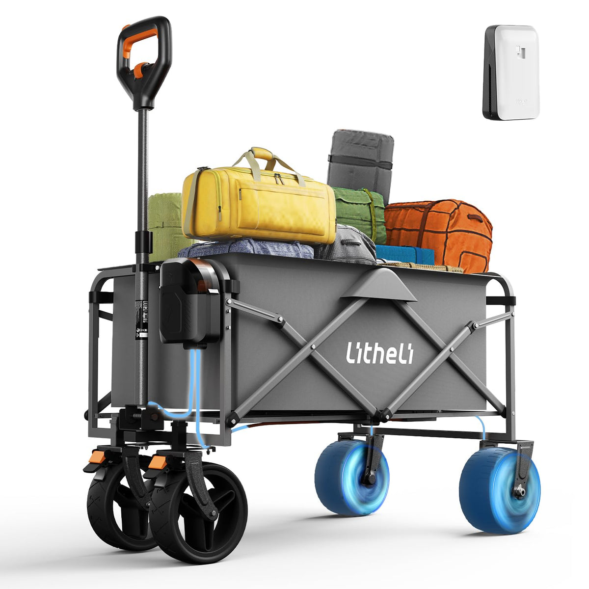 LiTHELi electric folding wagon for beach haul, smooth gear transport