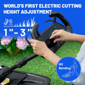 LiTHELi electric cutting height adjustment panel enables quick, even trims