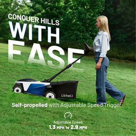 LiTHELi self-propelled mower with variable speed for comfortable mowing