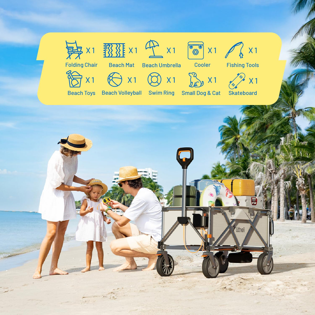 LiTHELi electric wagon cart ideal for camping and beach days.
