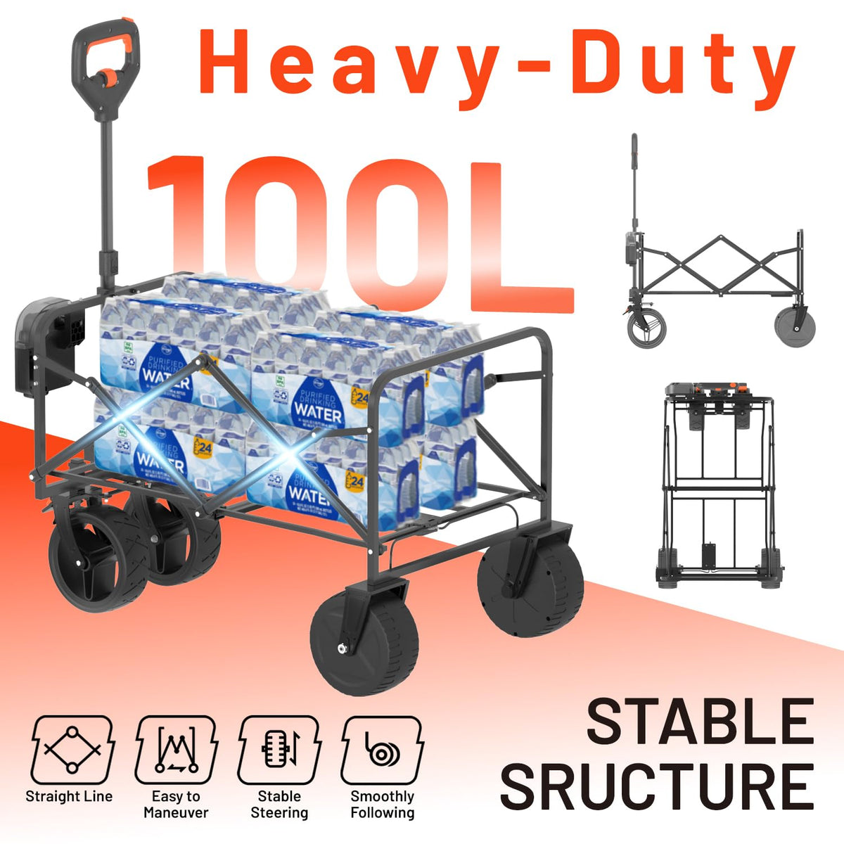 LiTHELi folding wagon for compact storage and quick packing