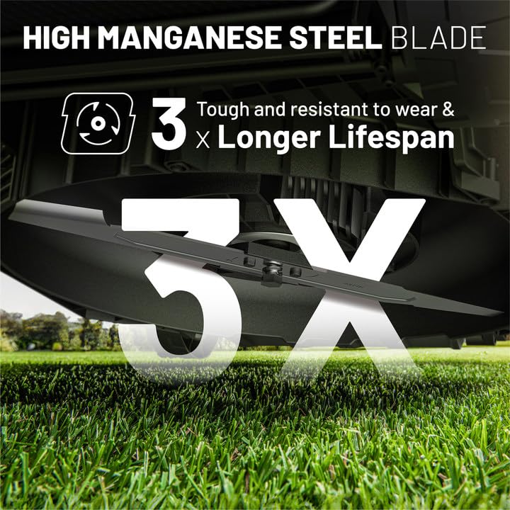LiTHELi 6-position height adjustment supports different grasses and seasonal needs.