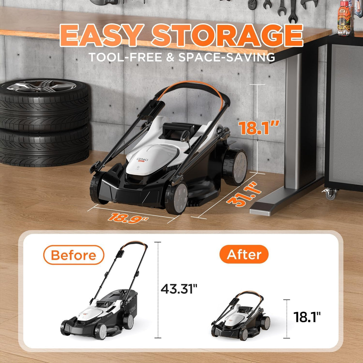 LiTHELi lightweight mower at 42.33 pounds offers easy portability.